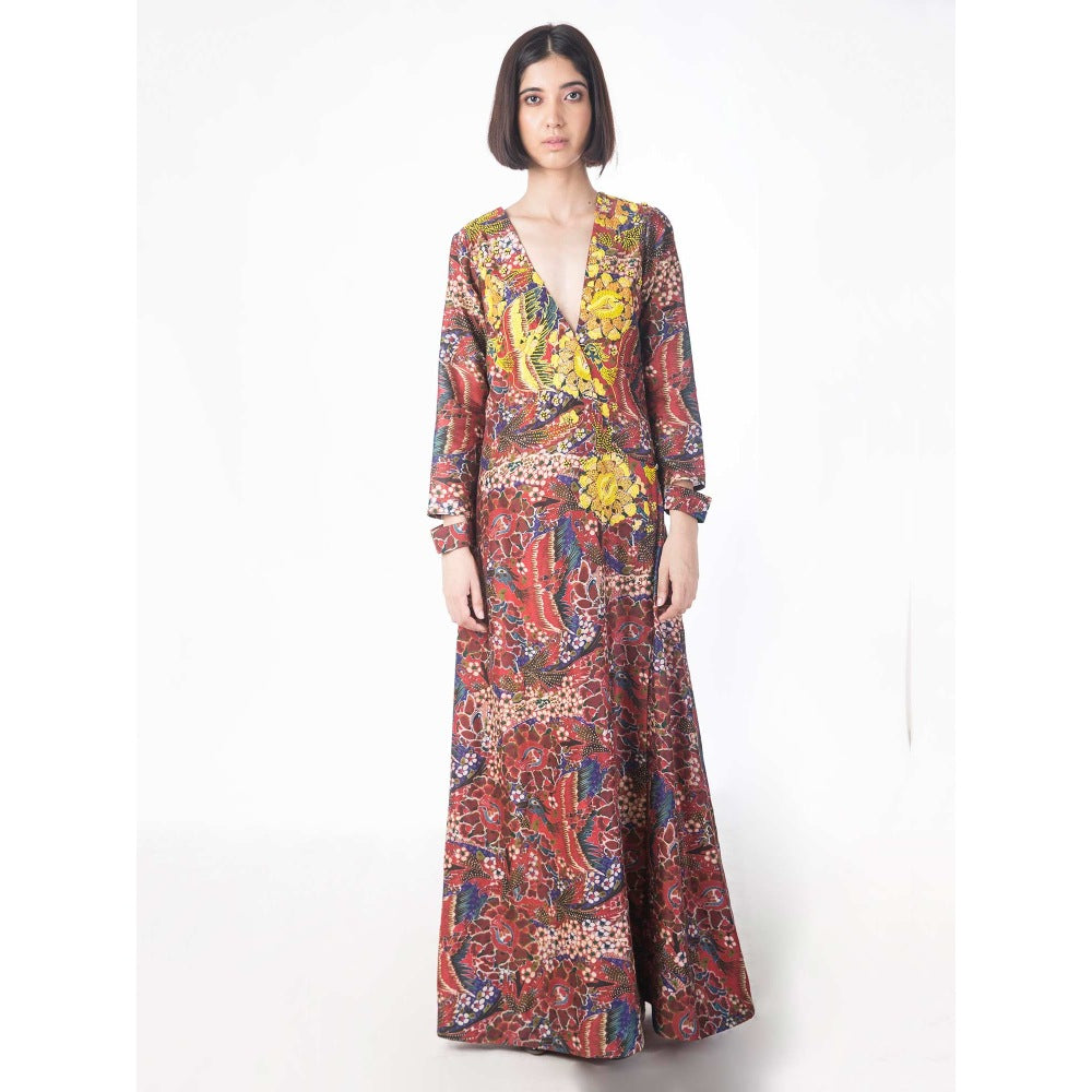 Saksham & Neharicka Multi-Color Gul Printed Kaftan Dress
