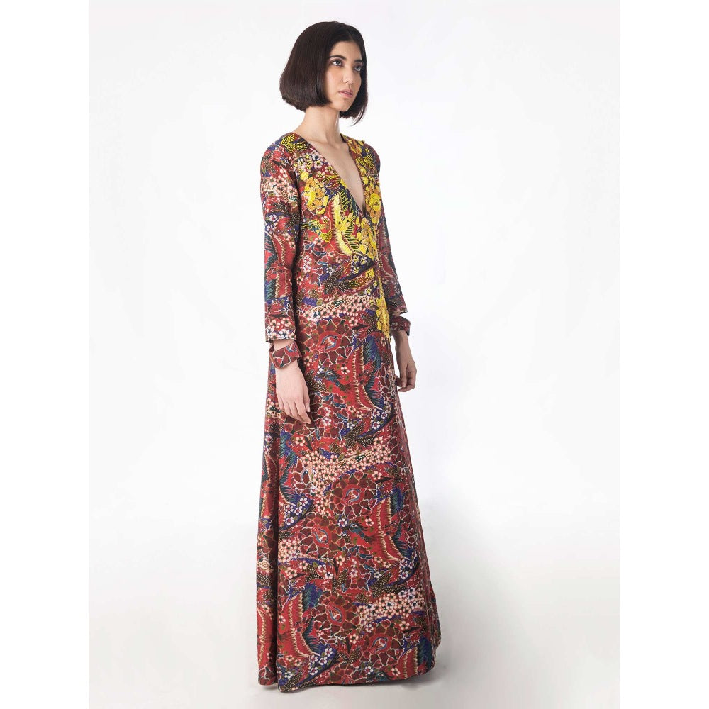 Saksham & Neharicka Multi-Color Gul Printed Kaftan Dress