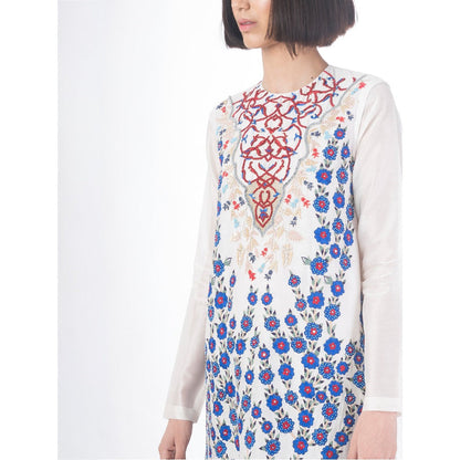 Saksham And Neharicka Ivory Chanderi Kurta Set