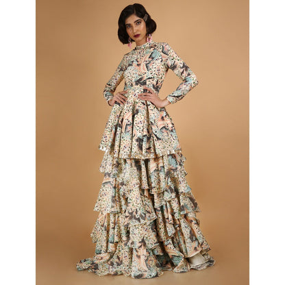 Saksham & Neharicka Off White Gulistaan Lehenga Set