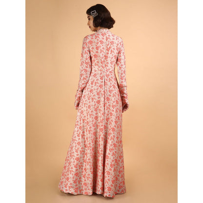 Saksham & Neharicka Beige Carnations Long Dress