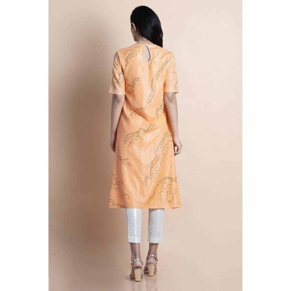 Saksham & Neharicka Peach Embellished Kurta