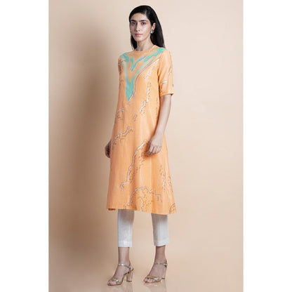 Saksham & Neharicka Peach Embellished Kurta