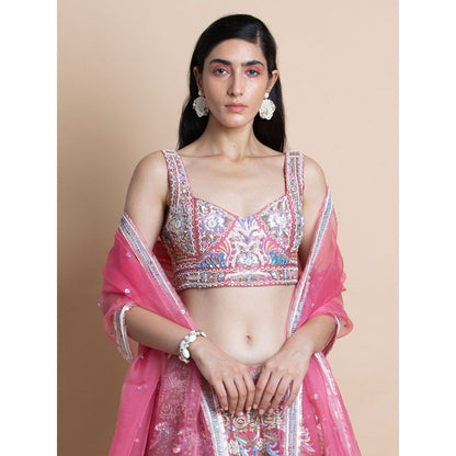 Saksham & Neharicka Rose Pink Embroidered Stitched Blouse