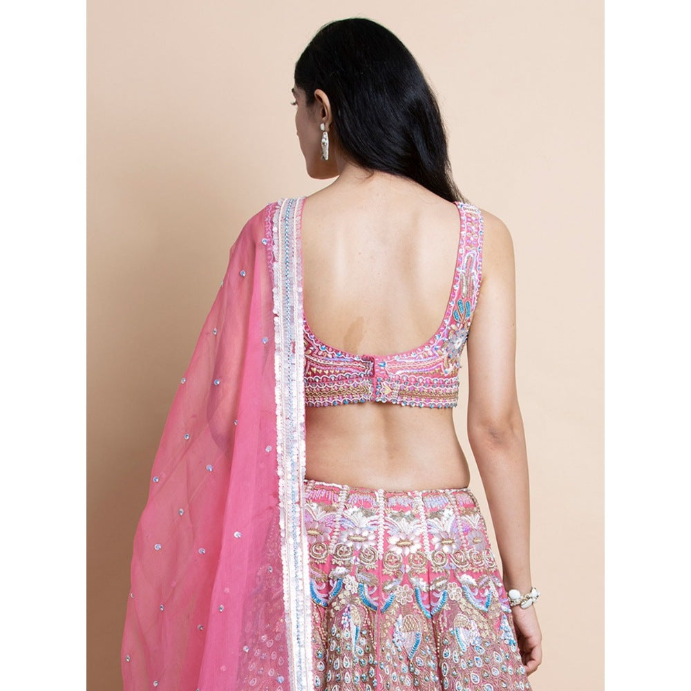 Saksham & Neharicka Rose Pink Embroidered Stitched Blouse