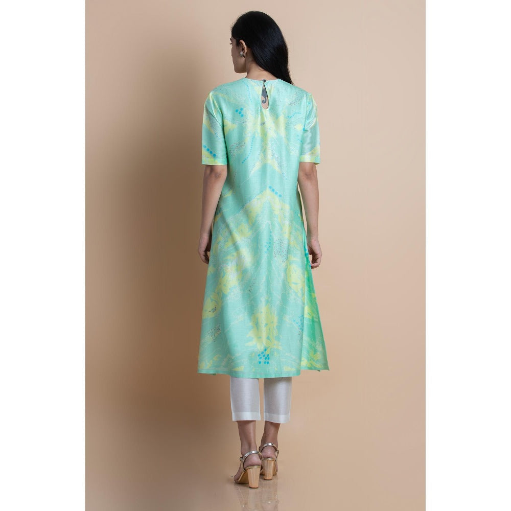 Saksham & Neharicka Mint Green Chanderi Printed Kurta
