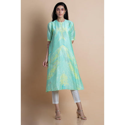 Saksham & Neharicka Mint Green Chanderi Printed Kurta