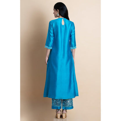 Saksham & Neharicka Skydive Blue Embellished Chanderi Kurta