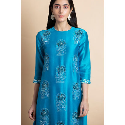 Saksham & Neharicka Skydive Blue Embellished Chanderi Kurta