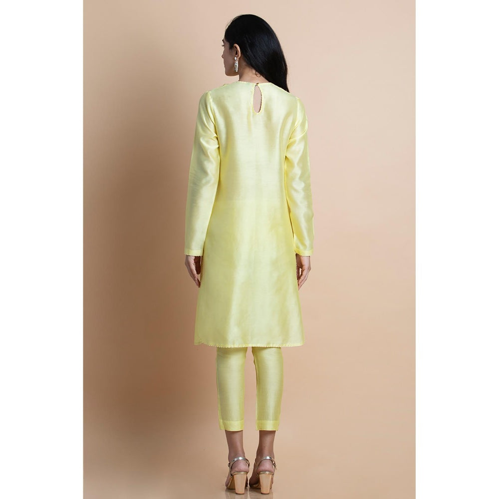 Saksham & Neharicka Lime Yellow Hand Embellished Tunic