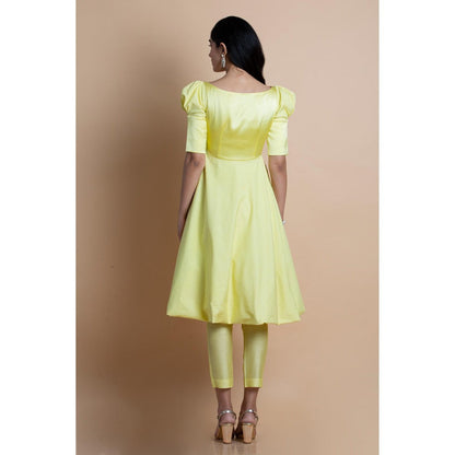 Saksham & Neharicka Yellow Embellished Kurta With Pant (Set of 2)