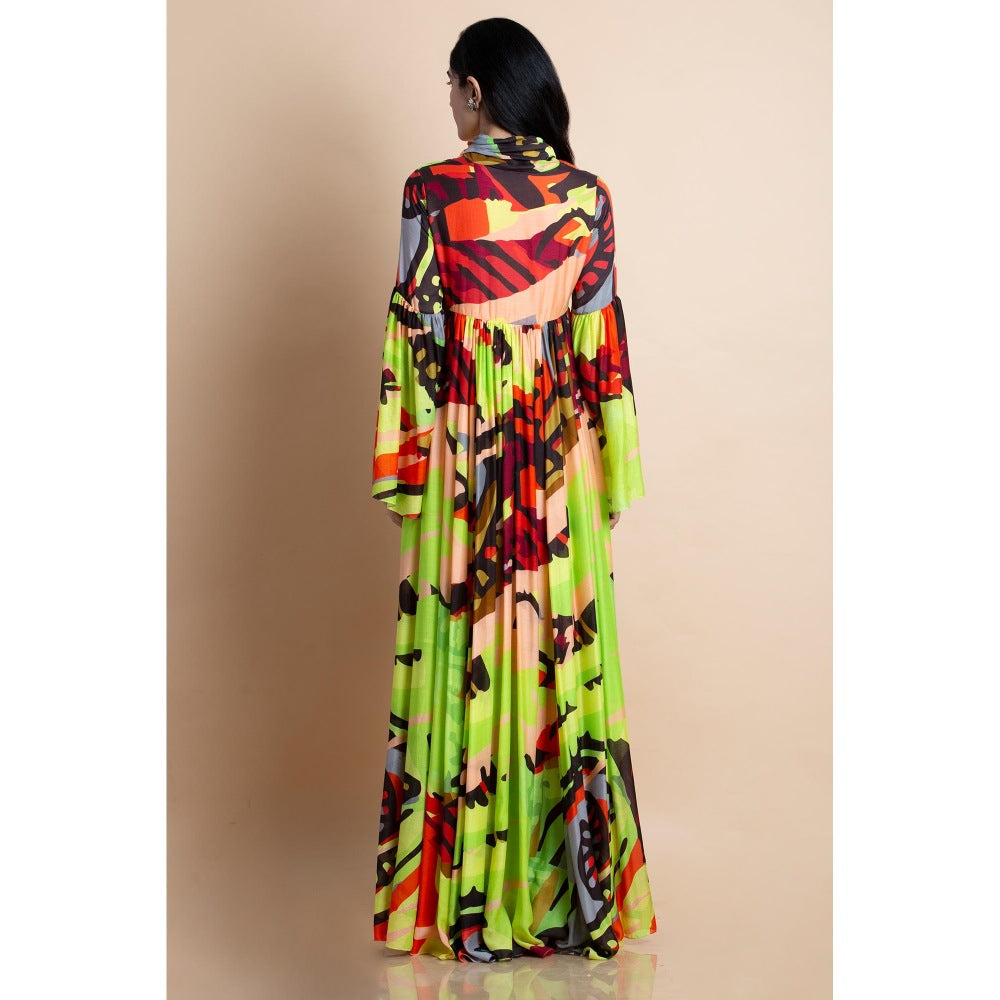 Saksham & Neharicka Multi-Color Printed Cotton Silk Dress