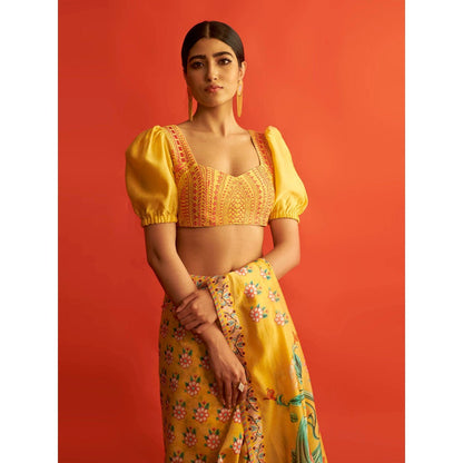 Saksham & Neharicka Yellow Puff Sleeve Blouse