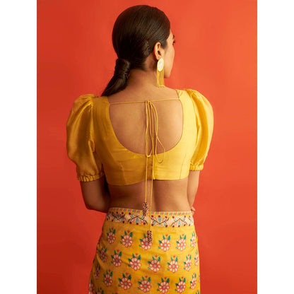 Saksham & Neharicka Yellow Puff Sleeve Blouse