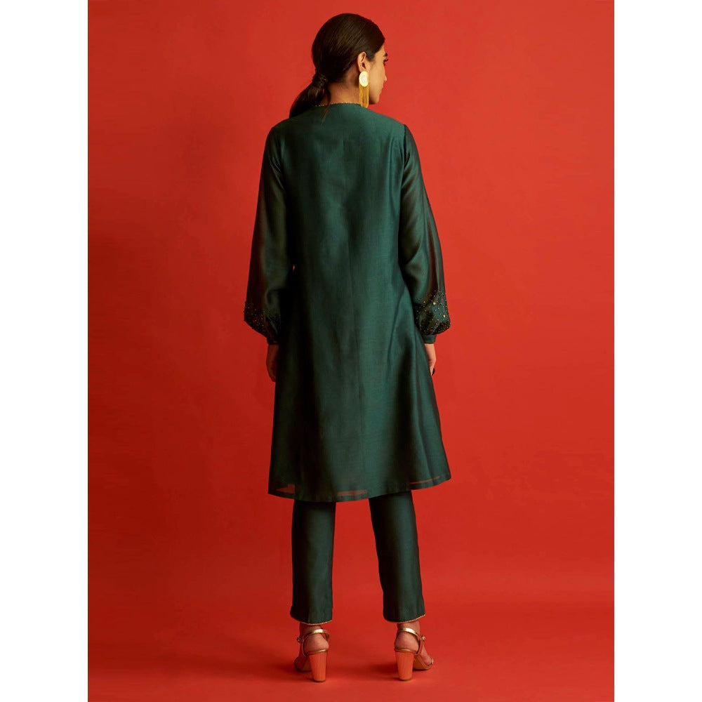 Saksham & Neharicka Emerald Green Embroidered Tunic