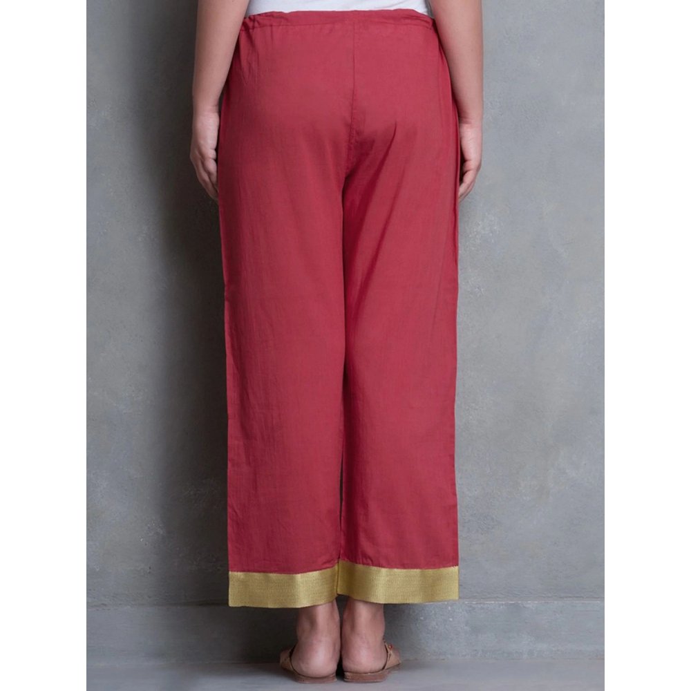 Smriti Gupta Red Cotton Pant With Tissue Details