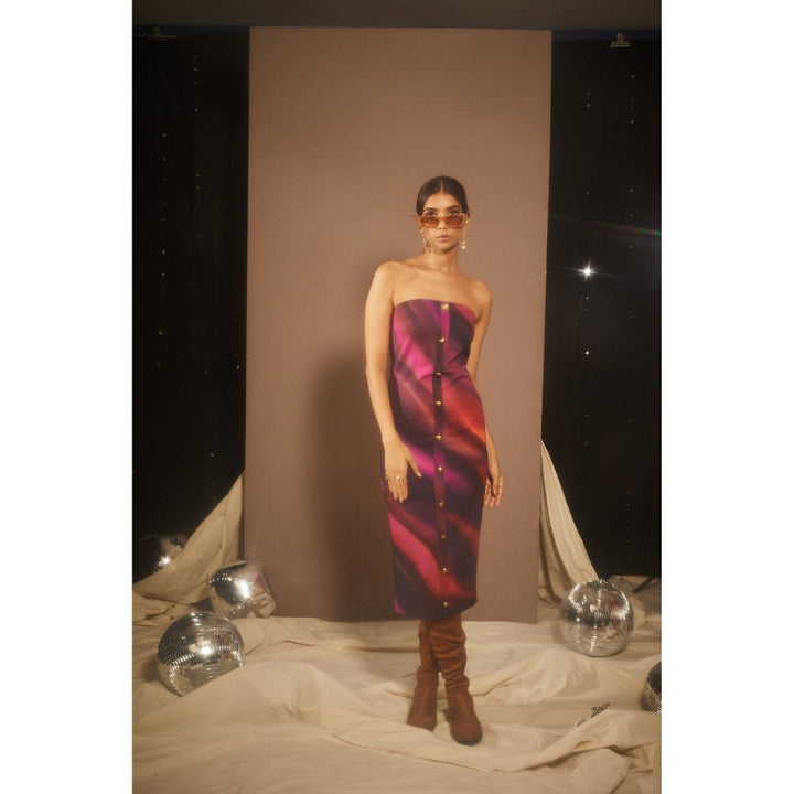 Sonam Parmar Jhawar Gia Multi-Color Cosmic Wave Tube Midi Dress