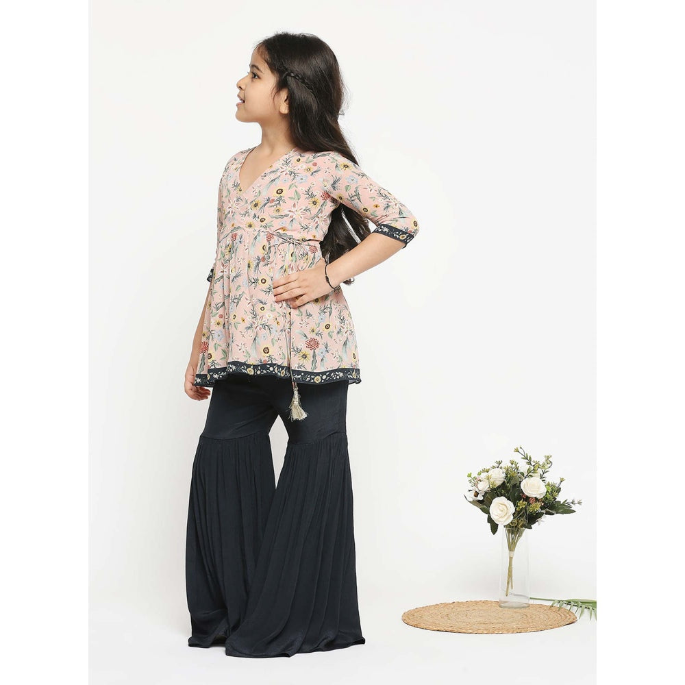 Soup by Sougat Paul Floral Printed Overlap Top Paired With Sharara Pants