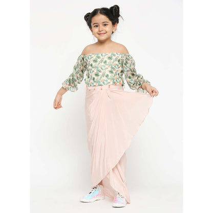 Soup by Sougat Paul Off Shoulder Crop Top Paired With Draped Skirt