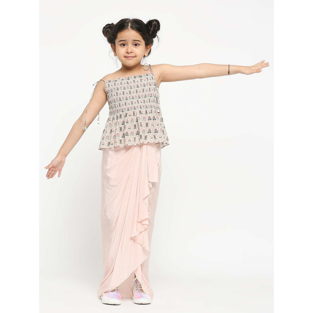 Soup by Sougat Paul Printed Crop Top With Bobbin Elastic Paired With Draped Skirt