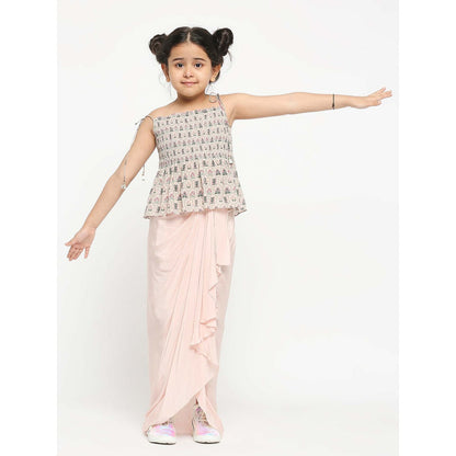 Soup by Sougat Paul Printed Crop Top With Bobbin Elastic Paired With Draped Skirt