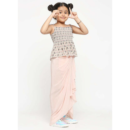 Soup by Sougat Paul Printed Crop Top With Bobbin Elastic Paired With Draped Skirt