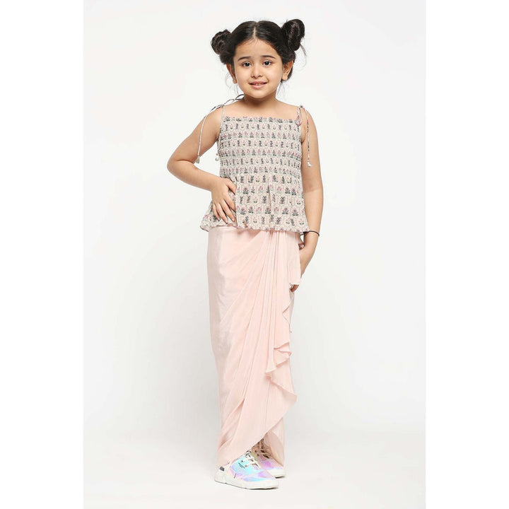 Soup by Sougat Paul Printed Crop Top With Bobbin Elastic Paired With Draped Skirt