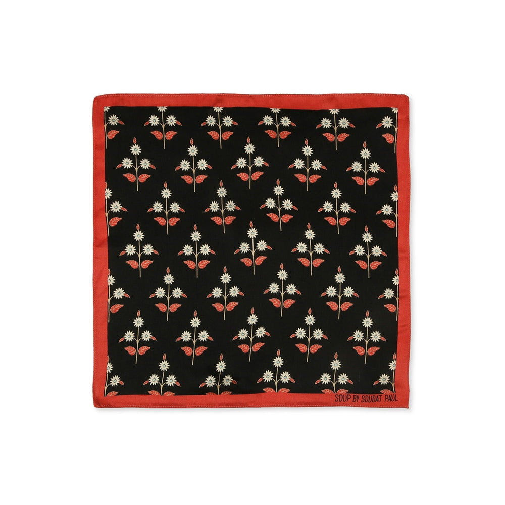 Soup by Sougat Paul Black Color Pocket Square