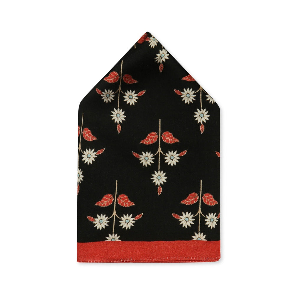 Soup by Sougat Paul Black Color Pocket Square