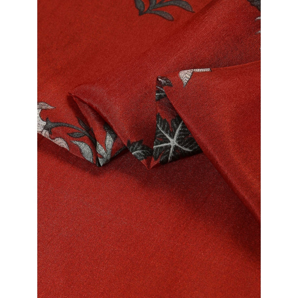 Soup by Sougat Paul Red Floral Printed Scarf