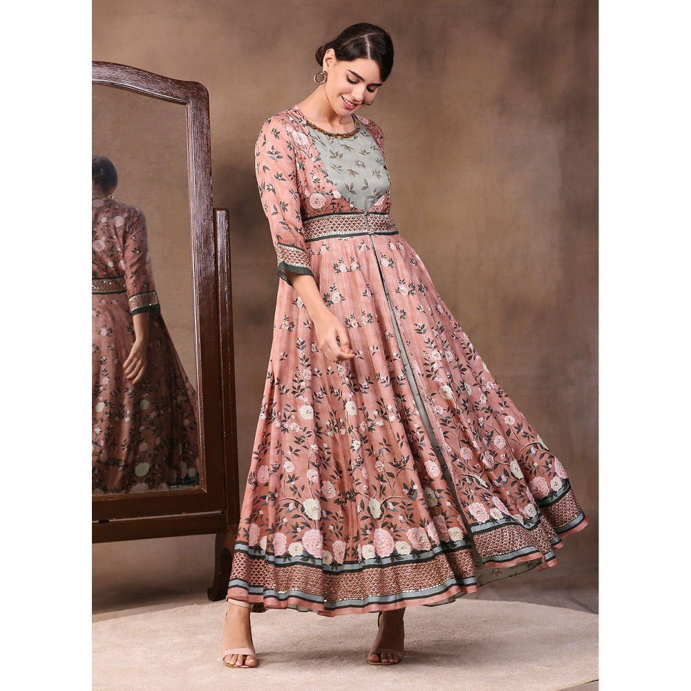 Soup by Sougat Paul Printed Layered Anarkali Dress (Set of 2)