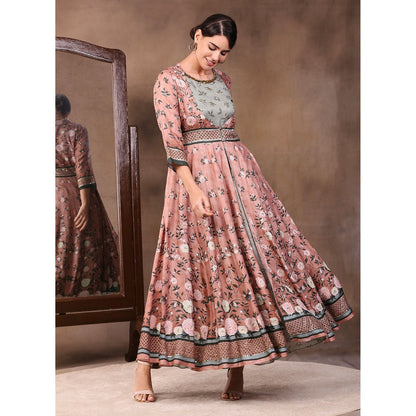 Soup by Sougat Paul Printed Layered Anarkali Dress (Set of 2)