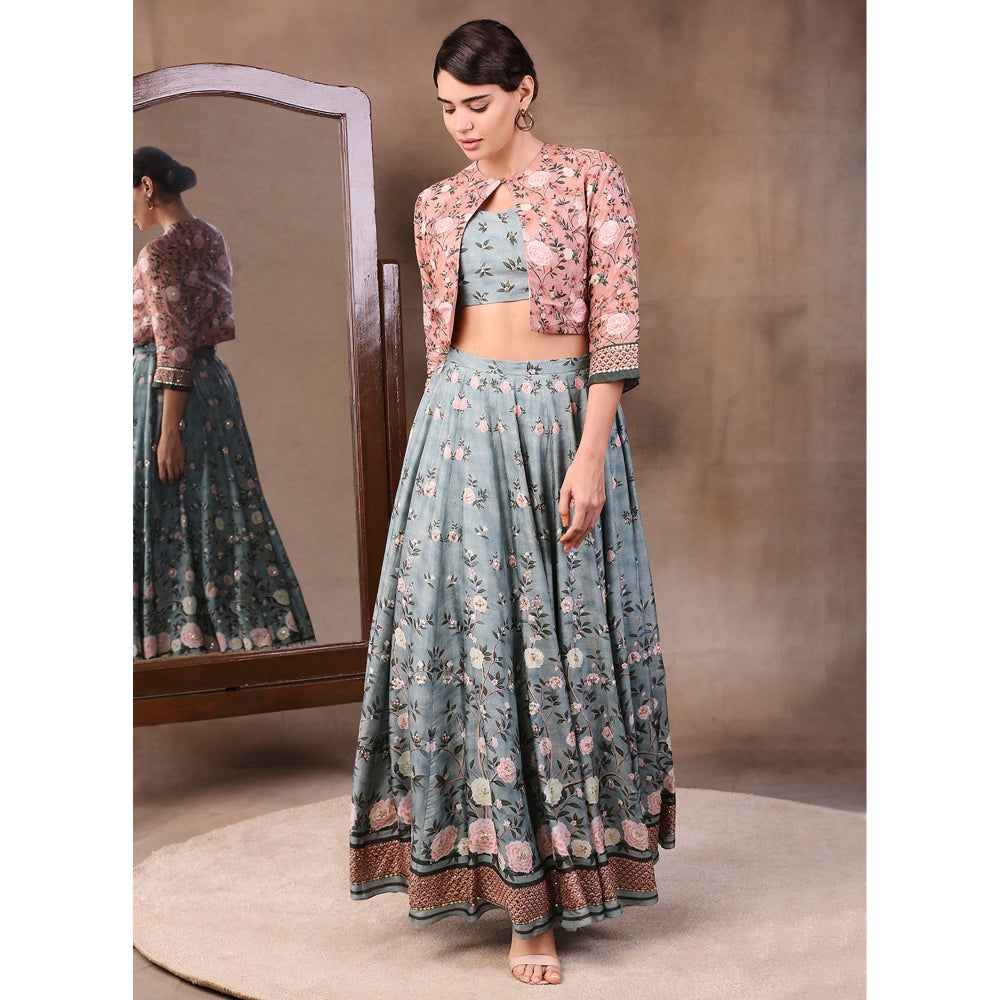 Soup by Sougat Paul Printed Lehenga (Set of 3)