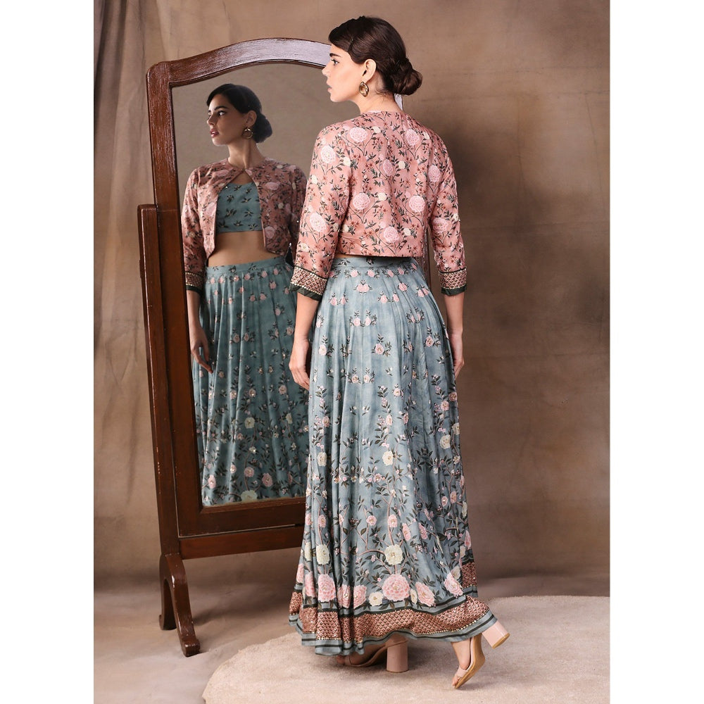 Soup by Sougat Paul Printed Lehenga (Set of 3)