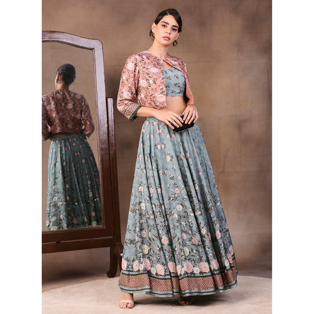 Soup by Sougat Paul Printed Lehenga (Set of 3)