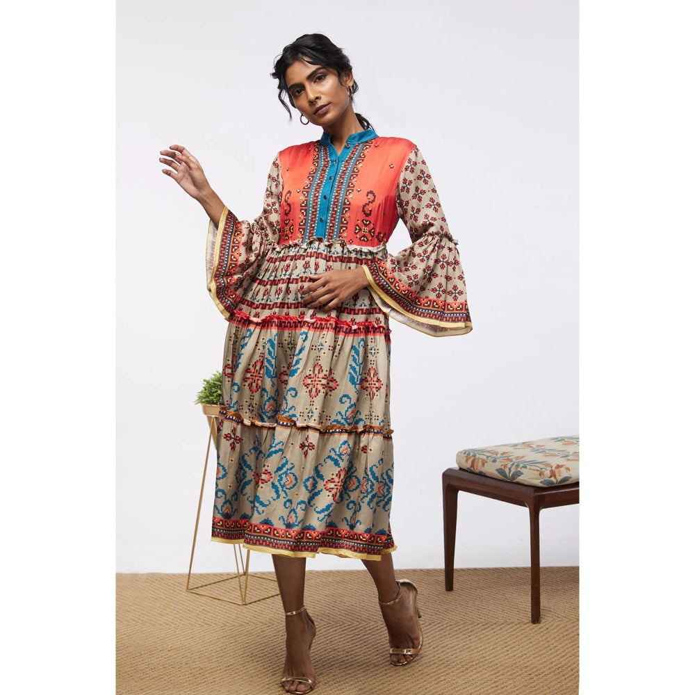 Soup by Sougat Paul Multi Elements Printed Tiered Dress