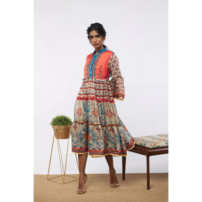 Soup by Sougat Paul Multi Elements Printed Tiered Dress