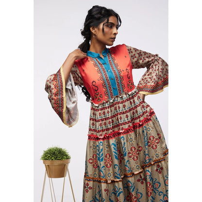 Soup by Sougat Paul Multi Elements Printed Tiered Dress