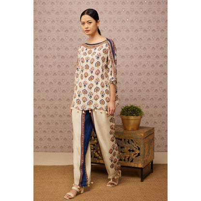 Soup by Sougat Paul Cream & Multi Sarouk Floral & Sequined Co-Ord (Set of 2)