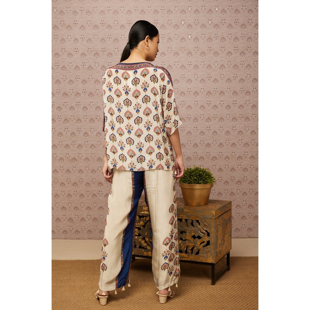 Soup by Sougat Paul Cream & Multi Sarouk Floral & Sequined Co-Ord (Set of 2)