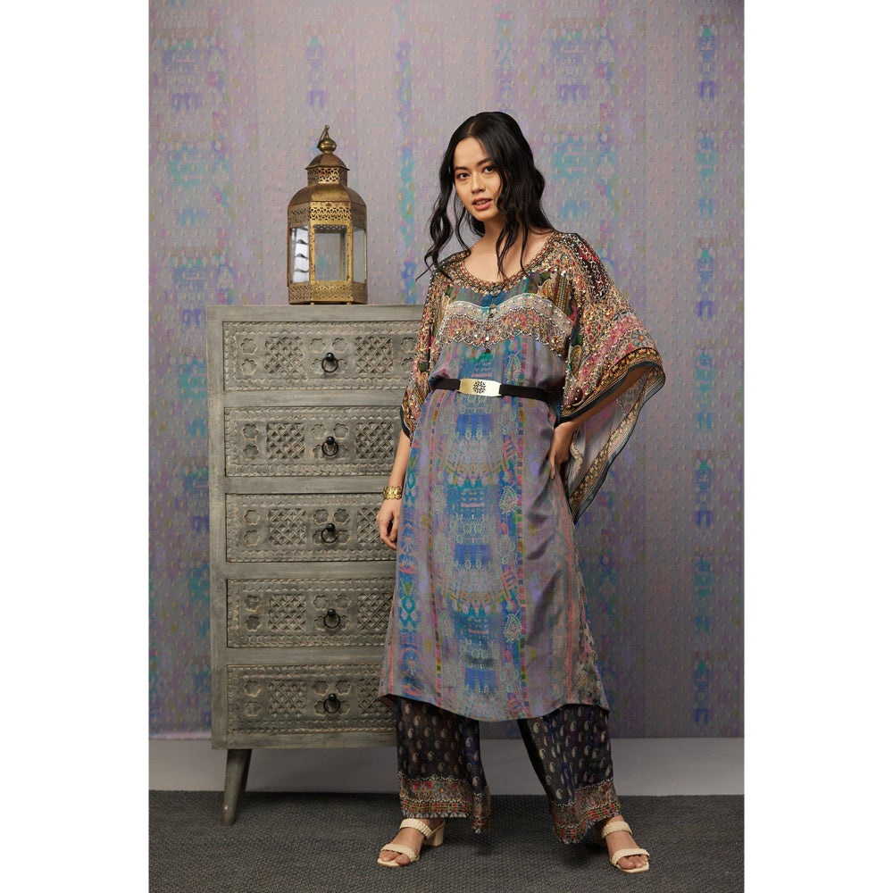 Soup by Sougat Paul Multi Ikaya Embroidered Kaftan with Belt (Set of 3)