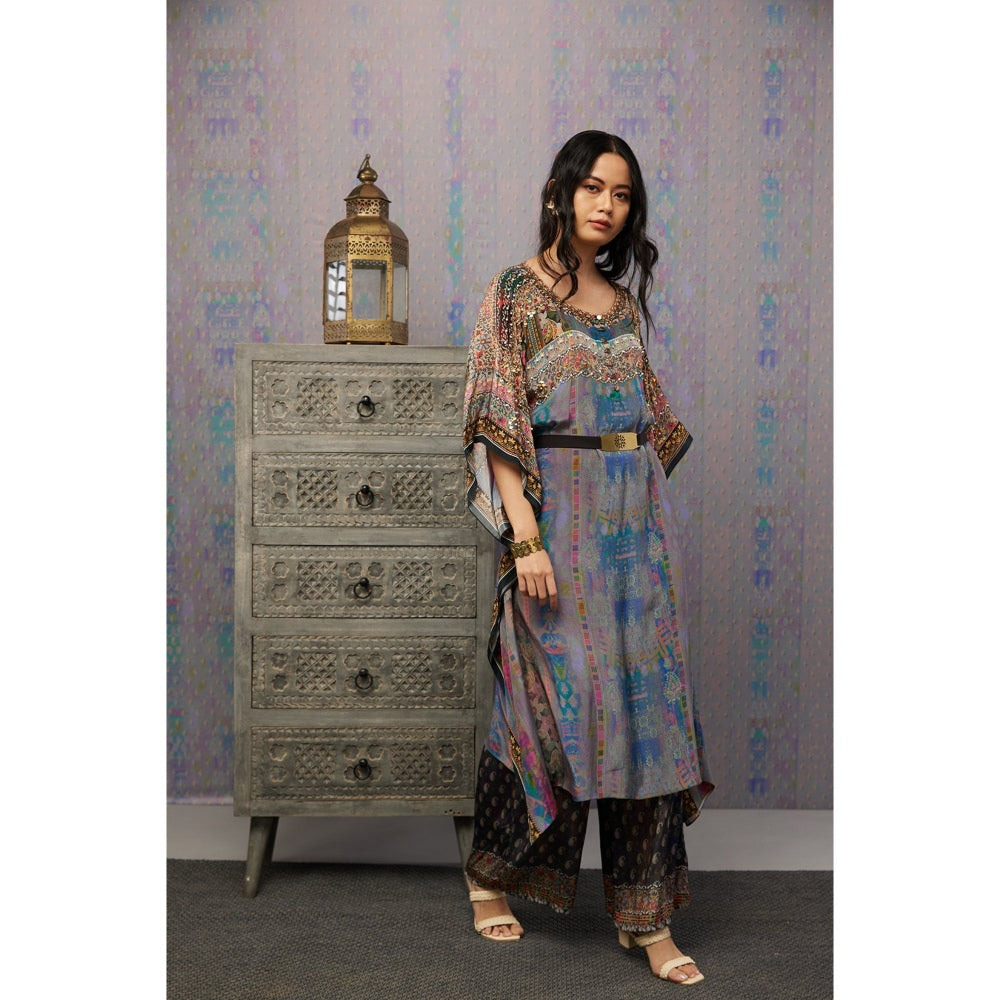 Soup by Sougat Paul Multi Ikaya Embroidered Kaftan with Belt (Set of 3)
