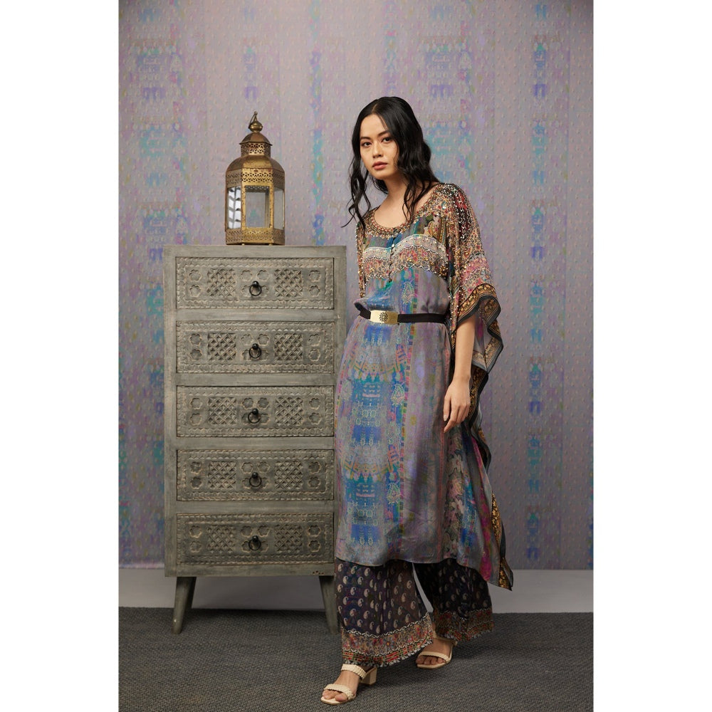 Soup by Sougat Paul Multi Ikaya Embroidered Kaftan with Belt (Set of 3)