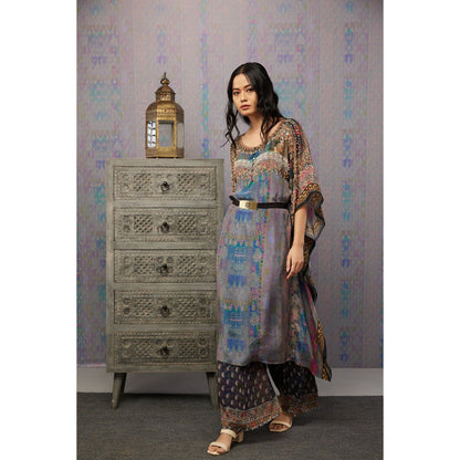 Soup by Sougat Paul Multi Ikaya Embroidered Kaftan with Belt (Set of 3)