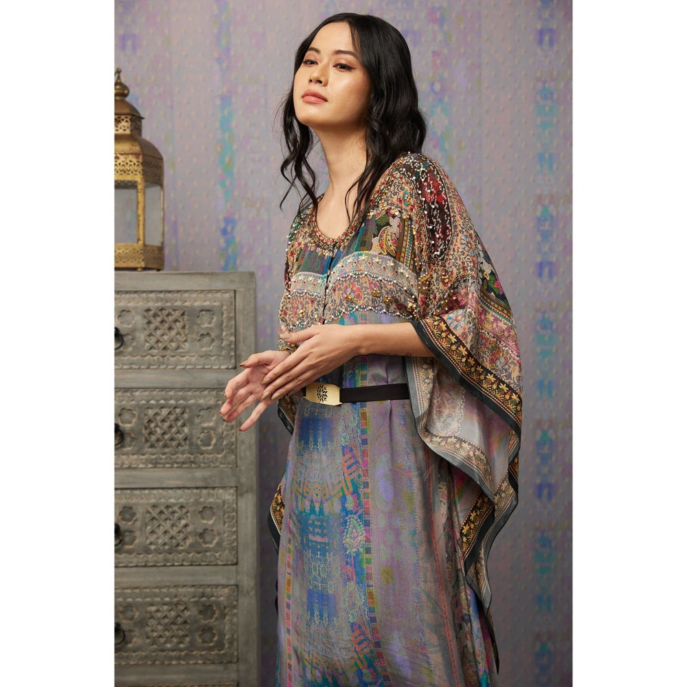 Soup by Sougat Paul Multi Ikaya Embroidered Kaftan with Belt (Set of 3)