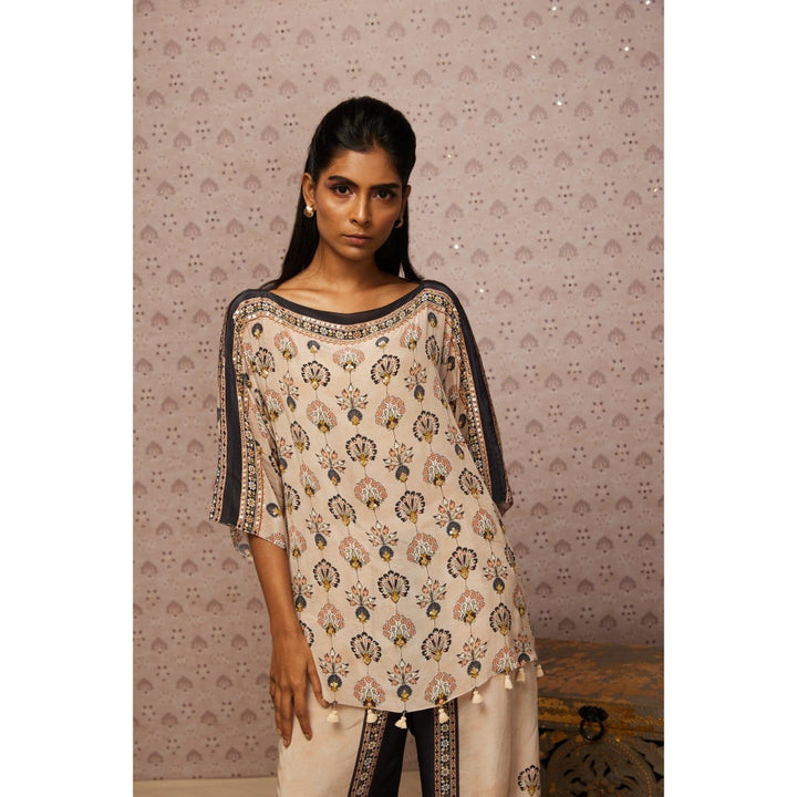 Soup by Sougat Paul Beige & Multi Sarouk Floral & Sequined Co-Ord (Set of 2)