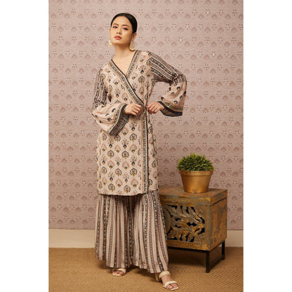 Soup by Sougat Paul Beige & Multi Sarouk Floral Palazzo (Set of 2)