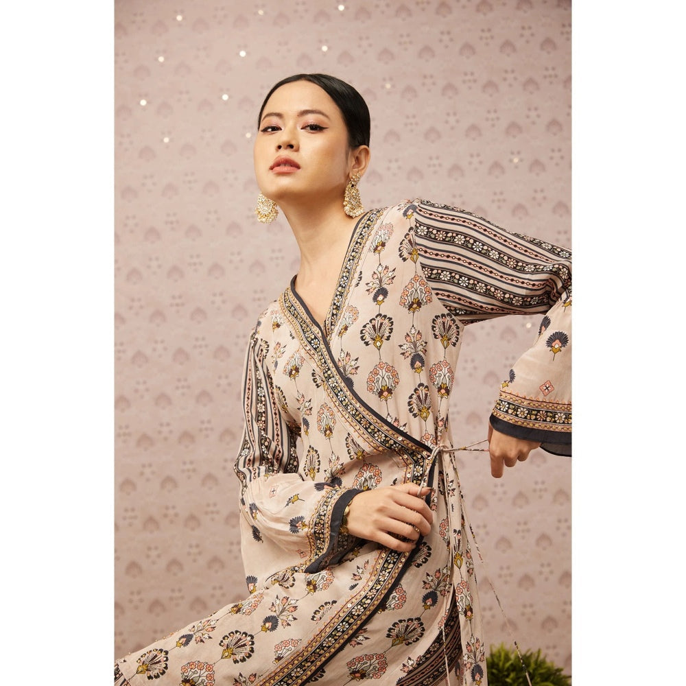 Soup by Sougat Paul Beige & Multi Sarouk Floral Palazzo (Set of 2)