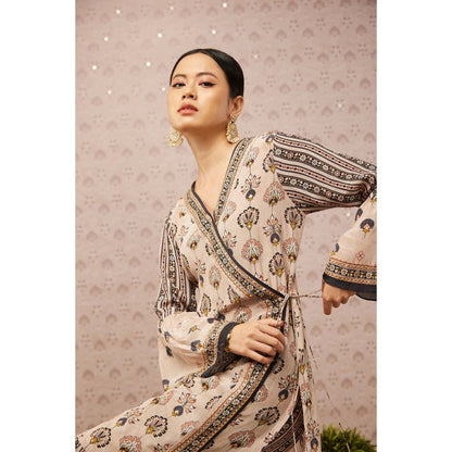 Soup by Sougat Paul Beige & Multi Sarouk Floral Palazzo (Set of 2)