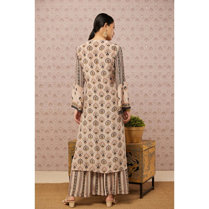 Soup by Sougat Paul Beige & Multi Sarouk Floral Palazzo (Set of 2)